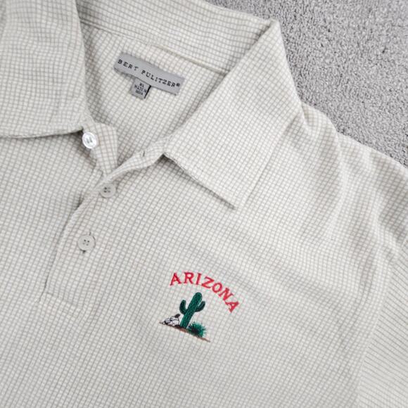 Arizona Golf Cactus Embroidery Polo Shirt Mens XL White Waffle Knit Short Sleeve - Picture 1 of 6